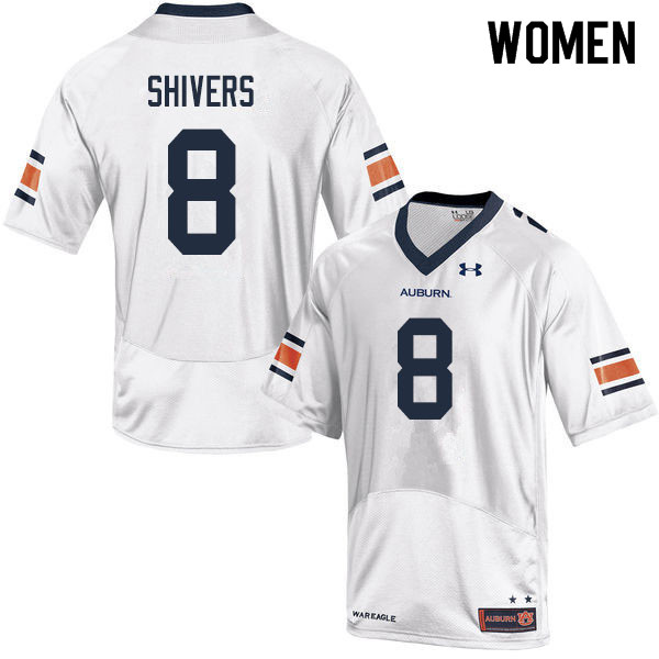 Women #8 Shaun Shivers Auburn Tigers College Football Jerseys Sale-White - Click Image to Close